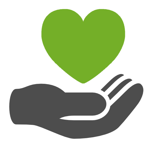 heart resting on a hand donation animation